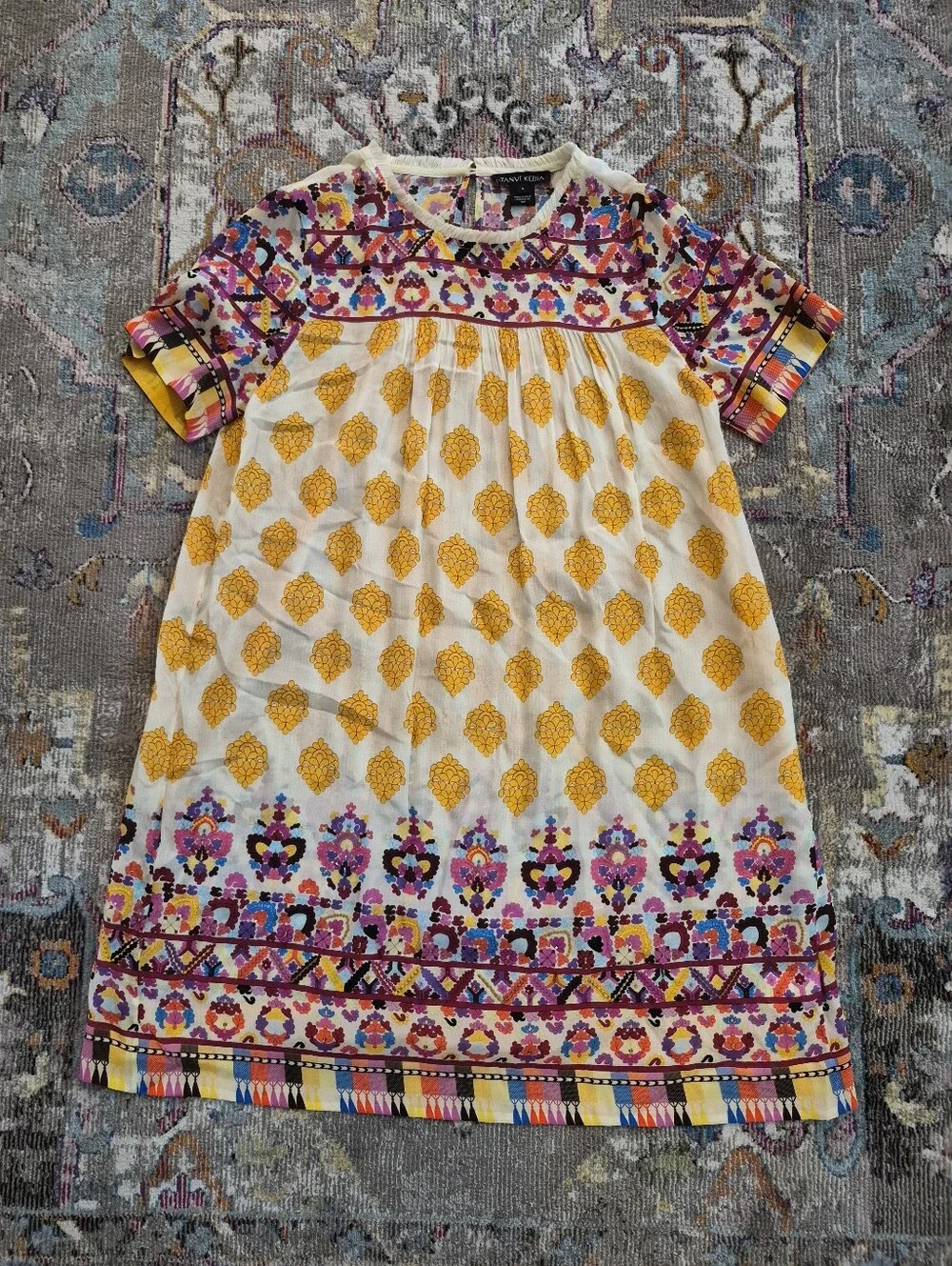 Anthropologie Tanvi Kedia Caltha Shift Bohemian Beaded Dress Size Small